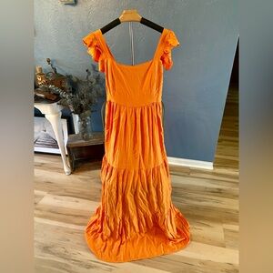 Vibrant Orange Maxi Sleeveless Dress NWT